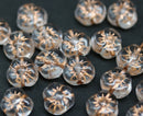 9mm Crystal clear flower czech glass copper wash three petal daisy, 20Pc