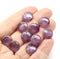 12mm Purple lentil, silver wash czech glass round beads, 10Pc
