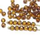 4mm topaz picasso cathedral czech glass beads 50Pc