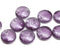 12mm Purple lentil, silver wash czech glass round beads, 10Pc