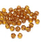 4mm light topaz cathedral czech glass beads, golden ends 50Pc