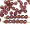 4mm dark purple cathedral czech glass beads, golden ends 50Pc