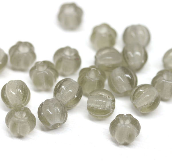 2.5mm hole gray 8mm melon shape beads - 20pc