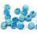 2.5mm hole mixed blue 8mm melon shape beads - 20pc