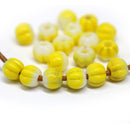2.5mm hole mixed yellow 8mm melon shape beads - 20pc