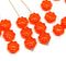 9mm Dark orange daisy flower czech glass beads, 20Pc