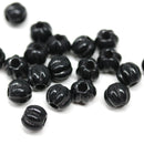 2.5mm hole jet black 8mm melon shape beads - 20pc
