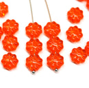 9mm Dark orange daisy flower czech glass beads, 20Pc
