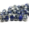 40pc Dark blue teardrops, silver flakes Czech glass drop beads - 6x9mm
