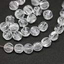 6mm Crystal clear  czech glass melon shape beads - 30pc