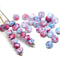 3x5mm Pink blue rondelle beads, tiny czech glass spacers - 40Pc