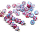 3x5mm Pink blue rondelle beads, tiny czech glass spacers - 40Pc