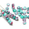 3x5mm Pink green rondelle beads, tiny czech glass spacers - 40Pc