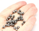 3x5mm Dark silver rondelle beads, tiny czech glass spacers - 40Pc