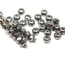 3x5mm Dark silver rondelle beads, tiny czech glass spacers - 40Pc