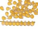 4x6mm Frosted topaz small drops czech glass - 50Pc