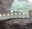 4x6mm Frosted pale green small drops czech glass - 50Pc