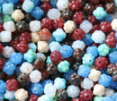 6mm Fancy small bicone Czech glass beads mix, 50pc