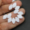 12x7mm White leaf beads Czech glass 30Pc