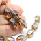 13x9mm Smokey topaz luster twisted czech glass barrel bead, 10Pc