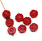 8mm Opaque red hibiscus flower czech glass, 8pc