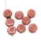 8mm Pink luster hibiscus flower czech glass, 8pc