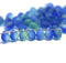 5x7mm Frosted blue green glass drops, czech teardrop beads - 50pc