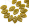 12x7mm Dark yellow leaf beads Czech glass - 30Pc