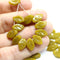 12x7mm Dark yellow leaf beads Czech glass - 30Pc