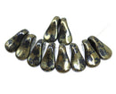 18mm Long black dagger beads, golden luster - 10pc