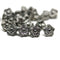 7mm Black silver wash button style flower beads - 25pc