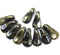 18mm Long black dagger beads, golden luster - 10pc