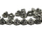 7mm Black silver wash button style flower beads - 25pc