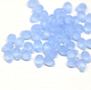 5x7mm Frosted blue teardrops czech glass beads - 50pc