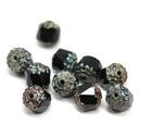 8mm Black cathedral beads Czech glass picasso beads 10Pc