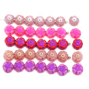 8mm Red violet hibiscus flower czech glass, 10pc