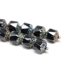 8mm Black cathedral beads Czech glass picasso beads 10Pc