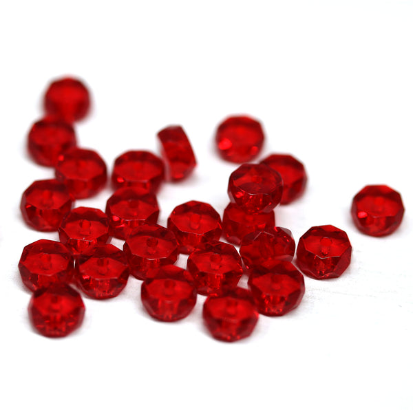 6x3mm Red rondelle beads, fire polished czech glass - 25pc