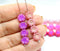 8mm Pink bright hibiscus flower czech glass, 10pc