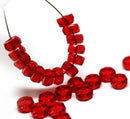 6x3mm Red rondelle beads, fire polished czech glass - 25pc