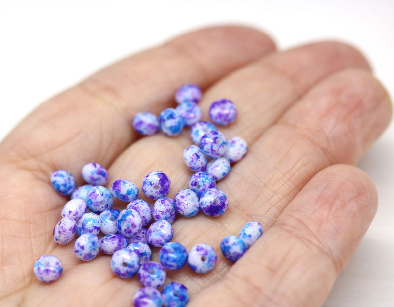 3x5mm Blue purple rondelle beads, tiny czech glass spacers - 40Pc