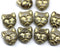 10pc Gray brown cat head beads with Golden wash