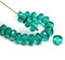 5x8mm Teal green Czech glass beads, Fire polished gemstone cut rondels, 20Pc