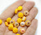 9mm Sunflower yellow flower czech glass flat daisy beads, AB finish, 20Pc