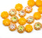 9mm Sunflower yellow flower czech glass flat daisy beads, AB finish, 20Pc