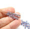 4mm Blue glass beads copper holes Czech fire polished, 50pc