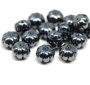 7x11mm Gunmetal black rondelle Czech glass beads - 15Pc