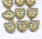 10pc Clear cat head beads, golden wash Czech glass feline beads
