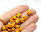 9mm Sunflower yellow flower czech glass flat daisy beads, pink inlays, 20Pc