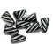 15x10mm Large cone black czech glass beads, silver inlays, 8pc